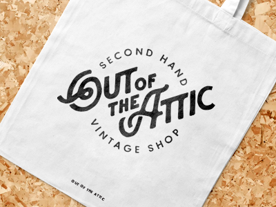 Out of the Attic brand branding company custom design identity logo retro simple typography vector vintage