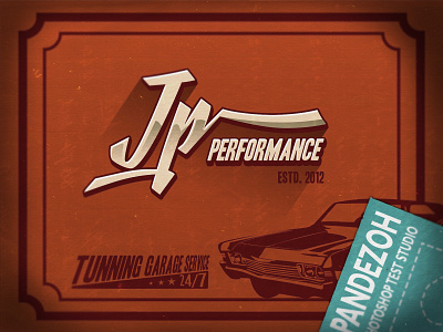 JP Performance logo redesign branding car design garage logo logo design mechanic red redesign typography vintage