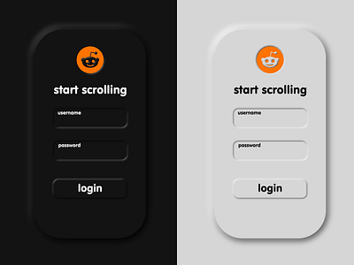 Reddit Neomorphism Login