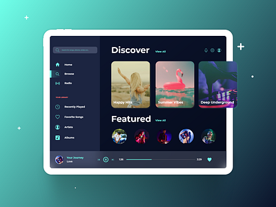 Daily UI 009 - Music App app app design ipad app ipad mockup mobile app music music player ui uiux ux