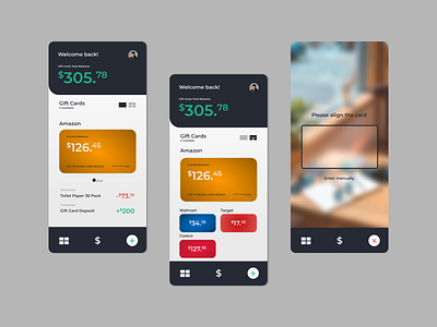 Gift Card Manager Concept adobe xd app app design apple blur banking app blur branding design mobile design ui ui ux uidesign uiux ux uxdesign