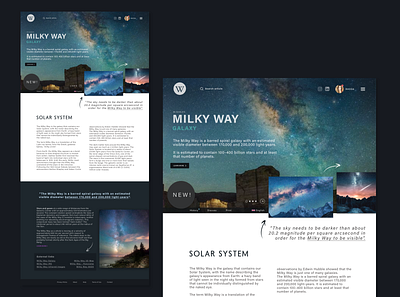 Wikipedia article UI redesign - Milky Way article design graphicdesign redesign ui ui design website design