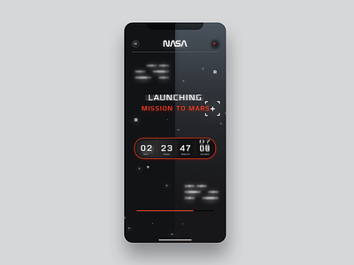 UI Mobile App for NASA countdown timer - Dark interface