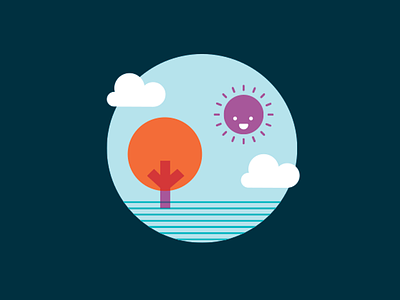 Web Icon — Sunny Day clouds colorful icon simple shapes simplified sun sunny tree