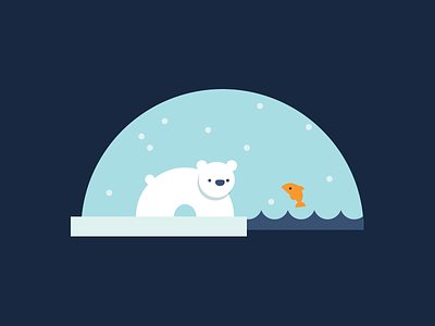 Web Icon — Polar Bear bear fish fun icon igloo letterpress polar bear simple shapes website