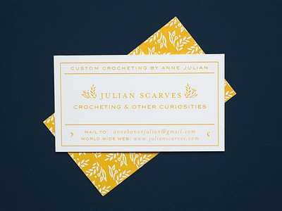 Julian Scarves | Business Cards anne julian business card crocheting floral pattern scarves yellow