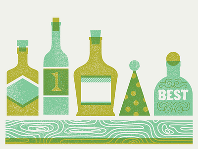 Top Shelf Birthday Card alcohol birthday birthday hat bottles letterpress liquor wood grain