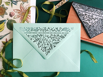 Oversized Return Address Stamp! envelope floral flowers invitation return address rubber stamp stamp wedding