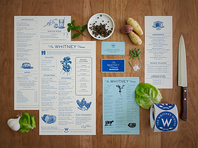 The Whitney House | Branding branding business cards food menu restaurant