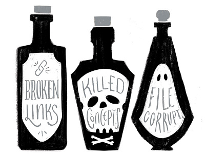 Designers' Nightmares bottle broken link file corrupt inktober killed concept poison procreate