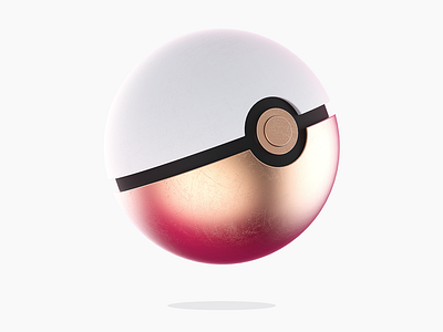 Copper Ball 3d ball copper damien faivre modeling pink pokeball pokemon rendering