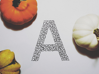 A for Autumn a autumn fall gourds inktober leaf leaves letter lettering type typography
