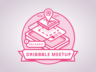 Orlando Dribbble Meetup | March 2017 badge dribbble dribbble meetup icon layout march meetup mobile orlando pink ui