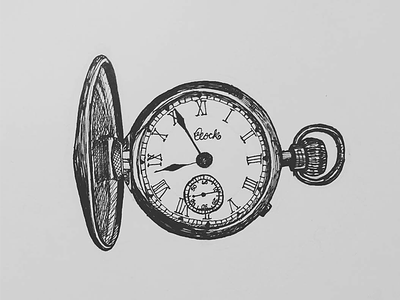 Pocketwatch art clock drawing illustration ink time traditional watch