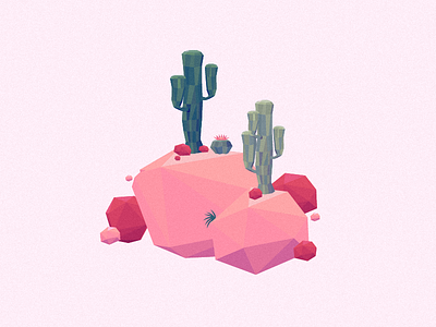 Low Poly desert cacti desert illustration low-poly rocks vector