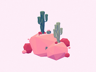 Low Poly desert cacti desert illustration low poly rocks vector