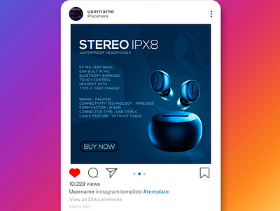 Social Media Poster Design.... "STEREO IPX8" branding design graphic design icon illustration logo logo design ui ux vector