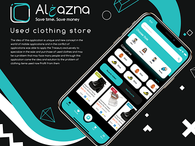 Alkhazna App E-commerce app application dark design ecommerce illustration iphone logo mobile ui ux