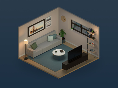 Isometric Living Room 3d room blender3d living room