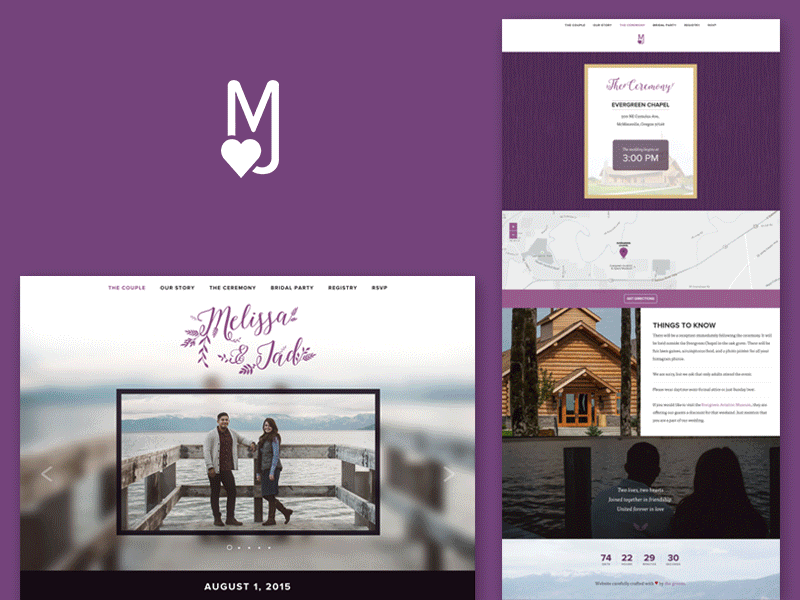 Melissa & Jad Wedding Website background purple responsive simple slider website wedding