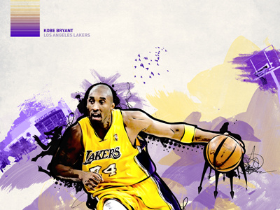 Kobe Bryant Poster basketball kobe bryant lakers purple water color yellow