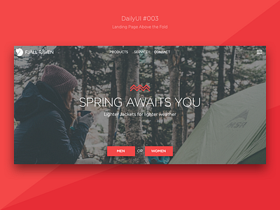 fjällräven landingpage — dailyUI #003 above the fold challenge daily100 dailyui day003 flat landingpage outdoor ui ux