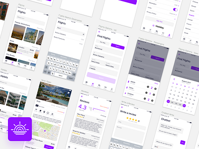 Hooliday - A imaginary travel app app design interface ios purple travel ui