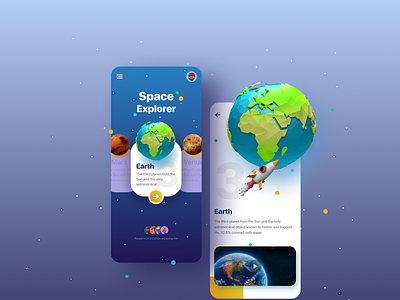 Space Explorer 3d design earth future iphone mobile planets space typography ui uiux ux