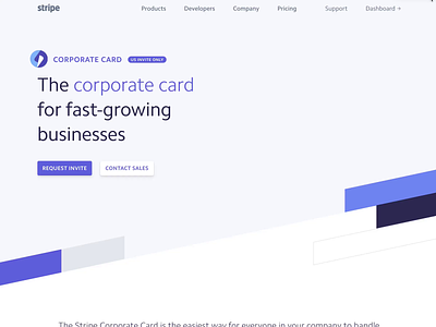 The Stripe Corporate Card animation card design corporate card credit card landing page