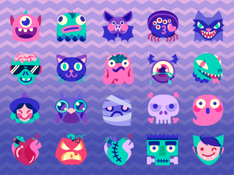 Halloween Smileys creepy cute monster halloween smiley icon emoticon