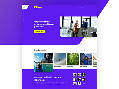 ZPOP landing page app brand bright community design group landing page shape social ui ux web