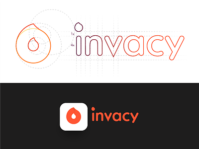 Invacy - Logo design app brand design fire invacy logo web