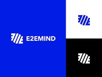 E2EMIND blue brand branding circle design e2e enterprise illusion letterform logo typography vector