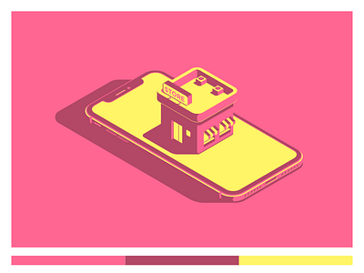 Mobile Store isometric app brand branding design icon illustration isometric vector