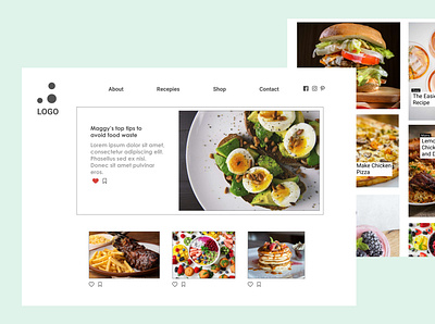 Food blog design ui ux web