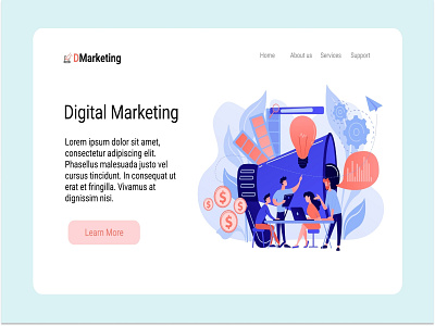 Digital Agency Landing Page branding design flat icon ill illustration logo ui ux vector web