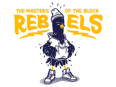 Rebels beanie bird block illustration masters pigeon rap sneakers hood street vector