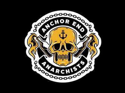 Anchor End Anarchists anarchist anchor bomb bottle chain cocktail fire illustration logo skull vector