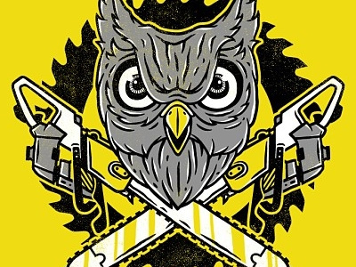 Owl bird blade chainsaw dubstep electronic illustration music owl vector yellow