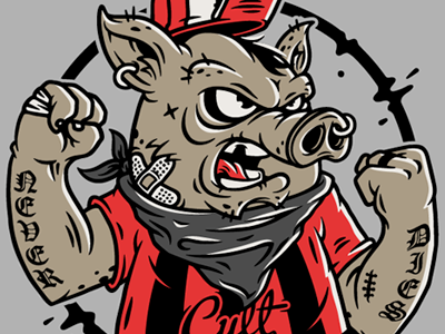 Hooligan bandage fan football hooligan illustration pig soccer vector