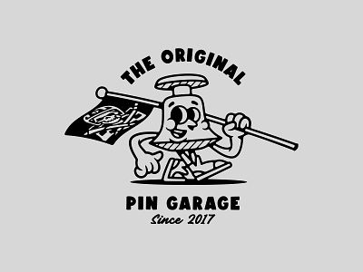 Leen Customs Pin Garage cars cartoon character customs enamel flag garage illustration pin vector
