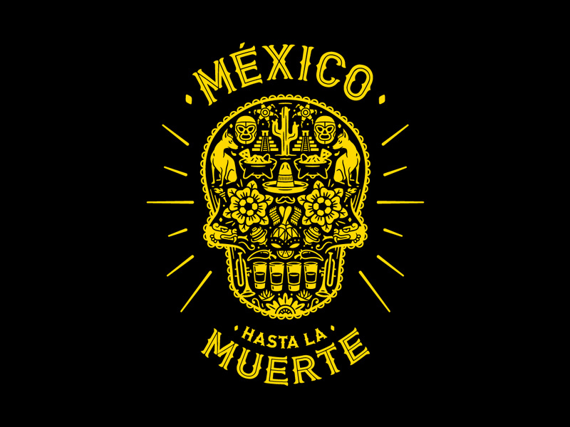 Mexican proud lucha tequila muerte calavera mexican proud sugar death skull illustration vector mexico