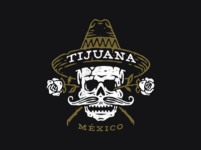 Calavera death flower hat mexican illustration mexico moustache rose skull tijuana vector
