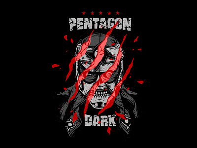 Pentagon - Lucha Underground dark illustration lucha mask merch pentagon underground vector wrestling