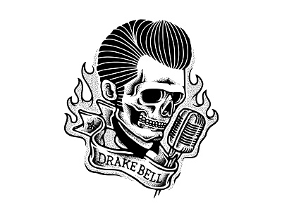 Drake Bell artist band drake illustration microphone music rock rockabilly skull vector