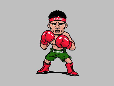 Young Chavez box boxing champ champion fight gloves illustration mexico vector winner