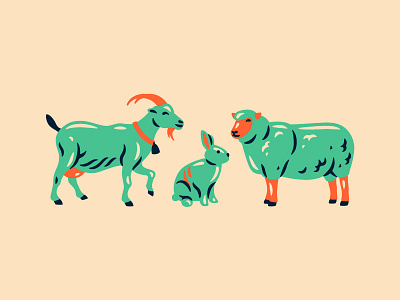 Animals animal cotton farm goat illustration rabbit sheep vector