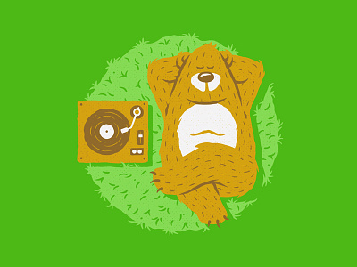 Resting bear coachella festival grass illustration music peace rest vector vinyl