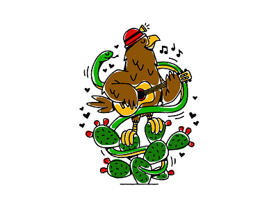 Canta y no llores! benefit eagle earth illustration mexico music quake guitar rescue sing snake vector