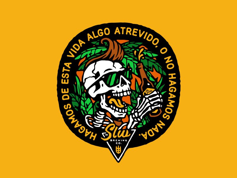 SLW Brewing Co. vector illustration brewery cerveza saltillo mexico bottle skull brewing craft beer